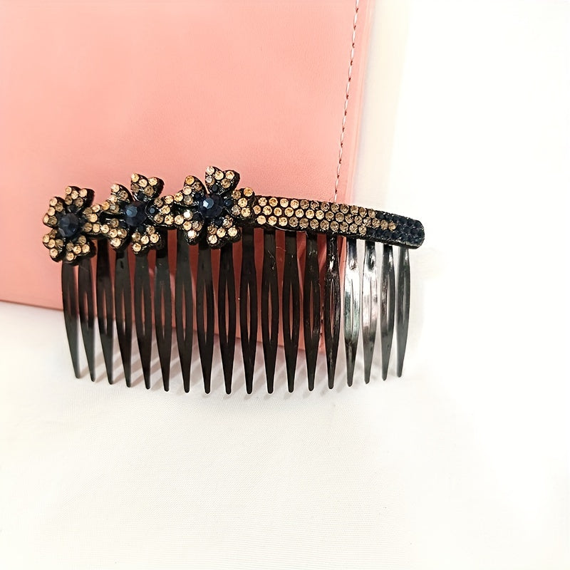 6pcs Rhinestone Flower Hair Comb Pin for Side Hair Bang