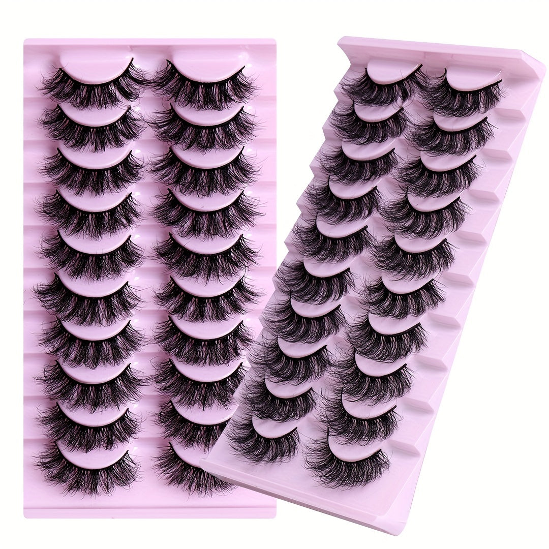 10 Pairs 3D Faux Mink Lashes for Dramatic Makeup Look