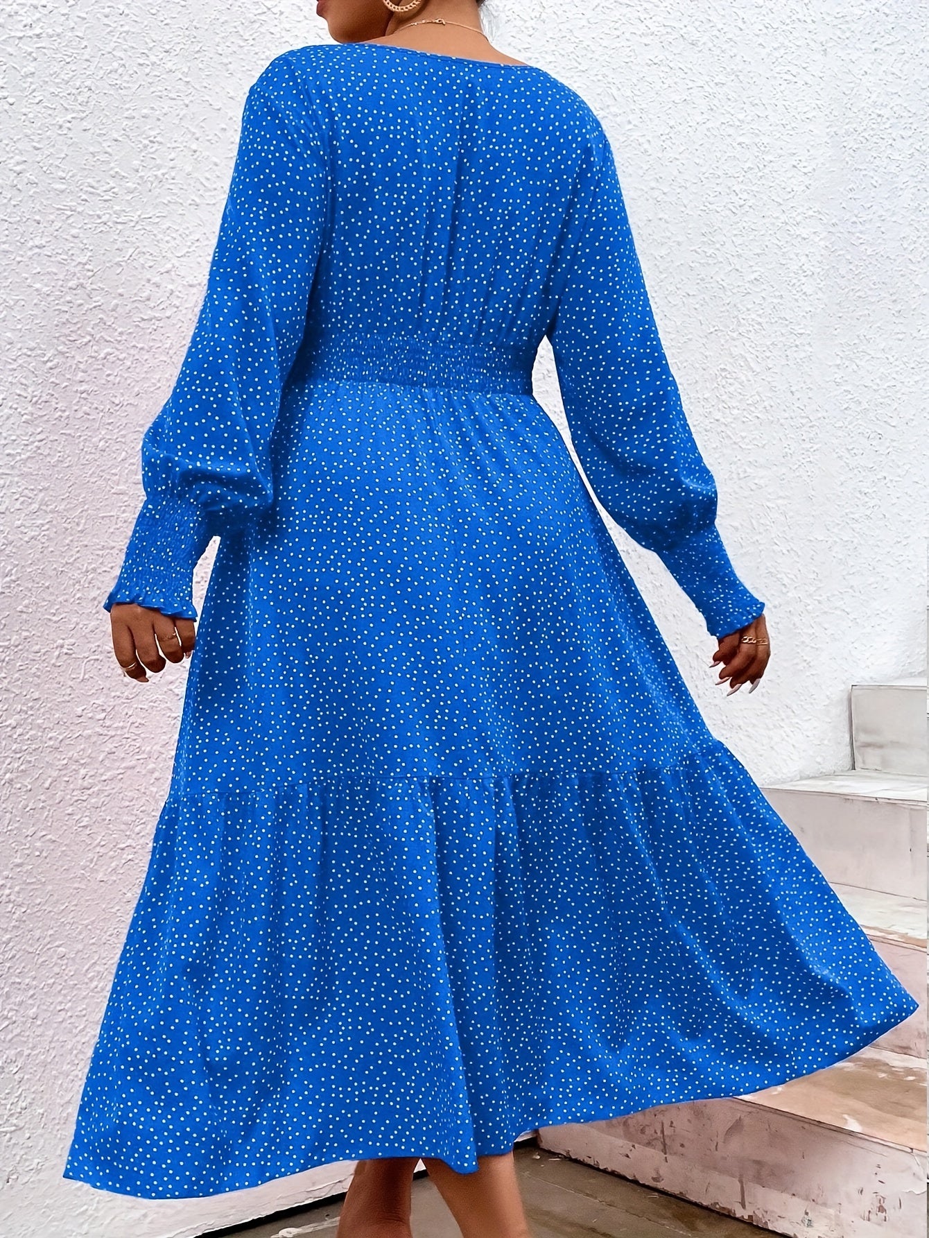  Dot Print Maxi Smock Dress
