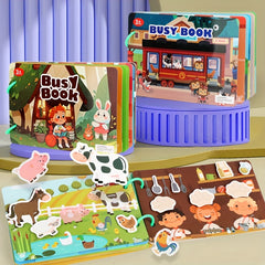 Interactive Quiet Book with Reusable Stickers - Educational Toy