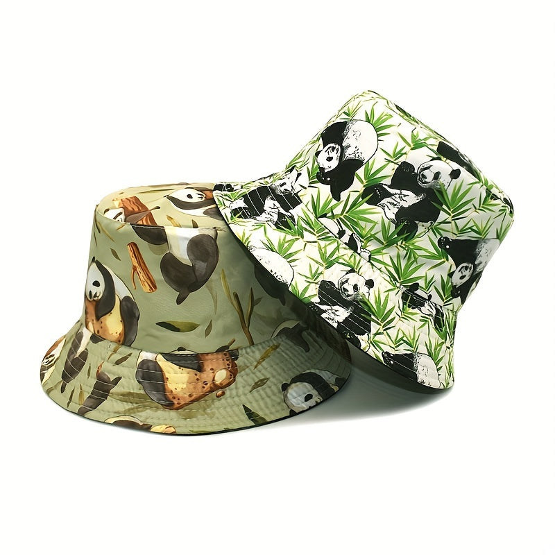 Panda Print Bucket Hat Double Sided Sun Hat