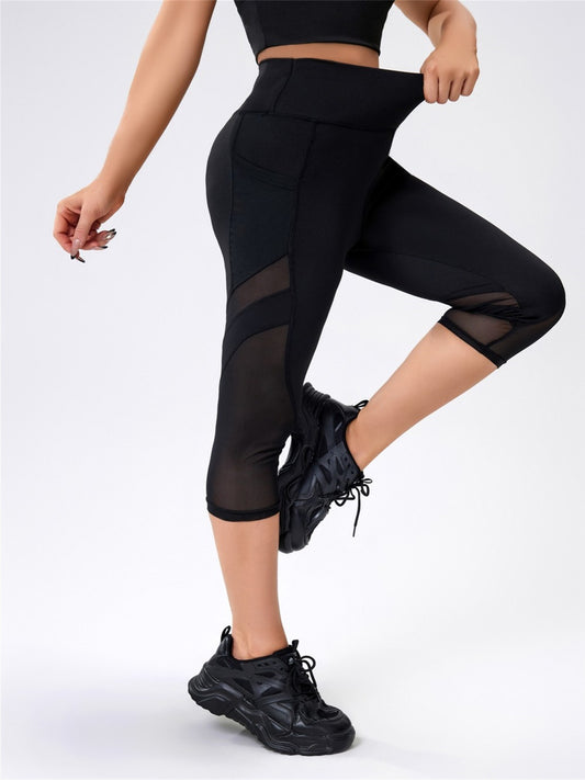 Breathable Yoga Leggings with Phone Pocket and Soft Mesh Contrast