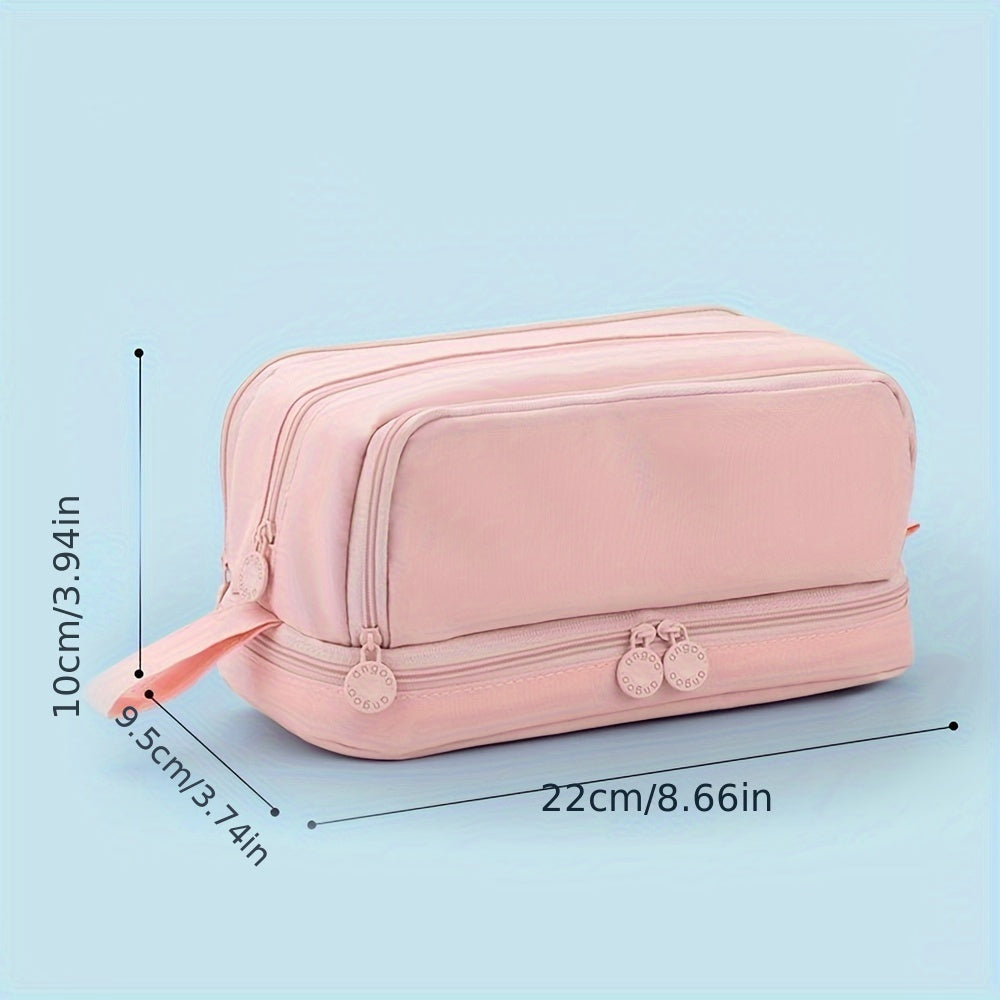 Double Layer Double Window Large Capacity Pencil Case