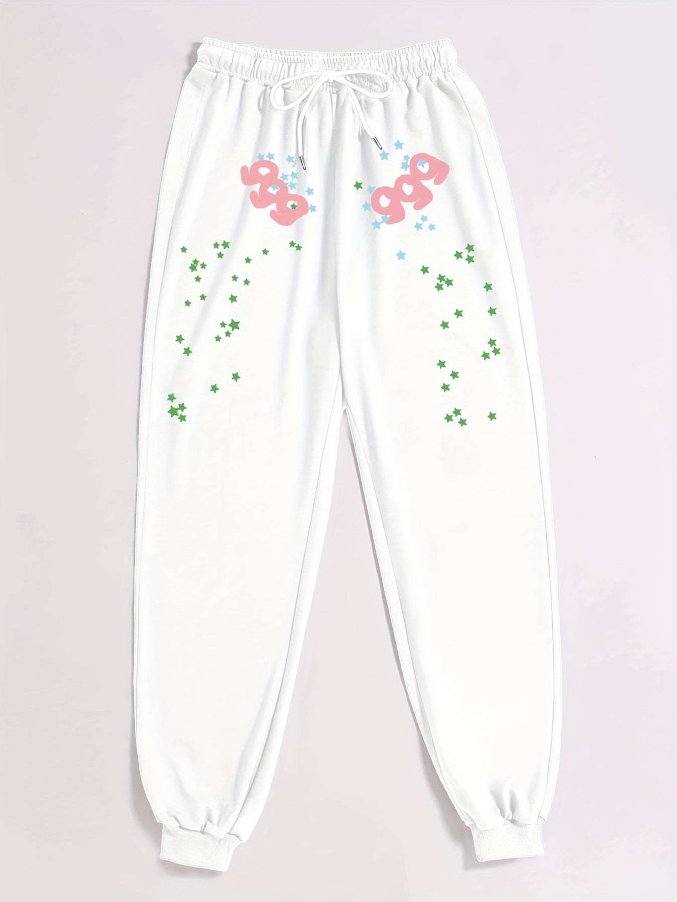  Star & Number Print Drawstring Sweatpants Women's Plus