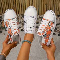 Skull Pattern Canvas Shoes Halloween Slip On Sneakers