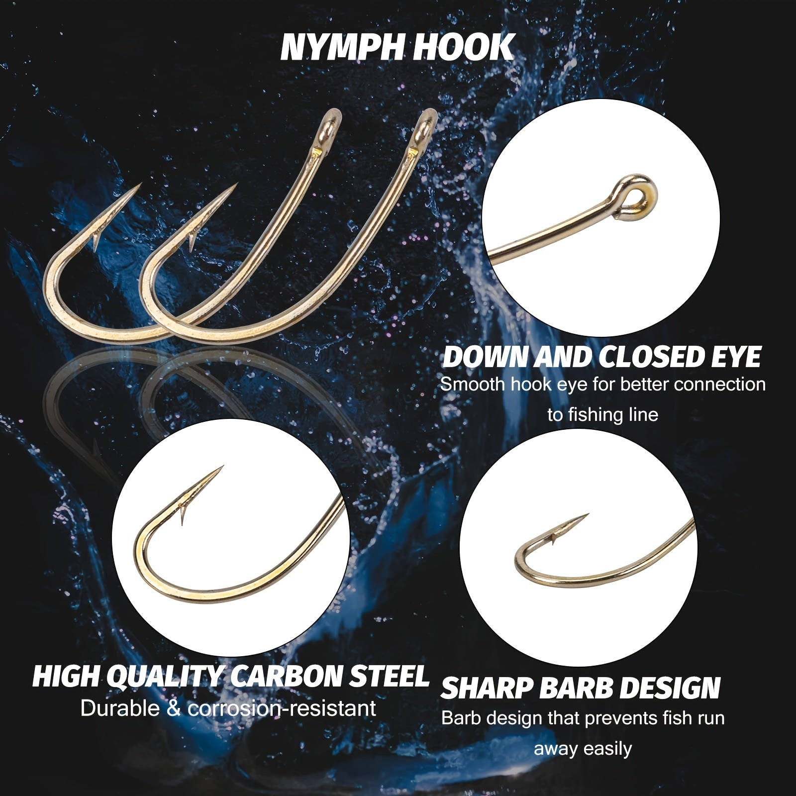 240pcs Fly Barb Hooks & Bead Heads Kit High Carbon Steel Plastic Box