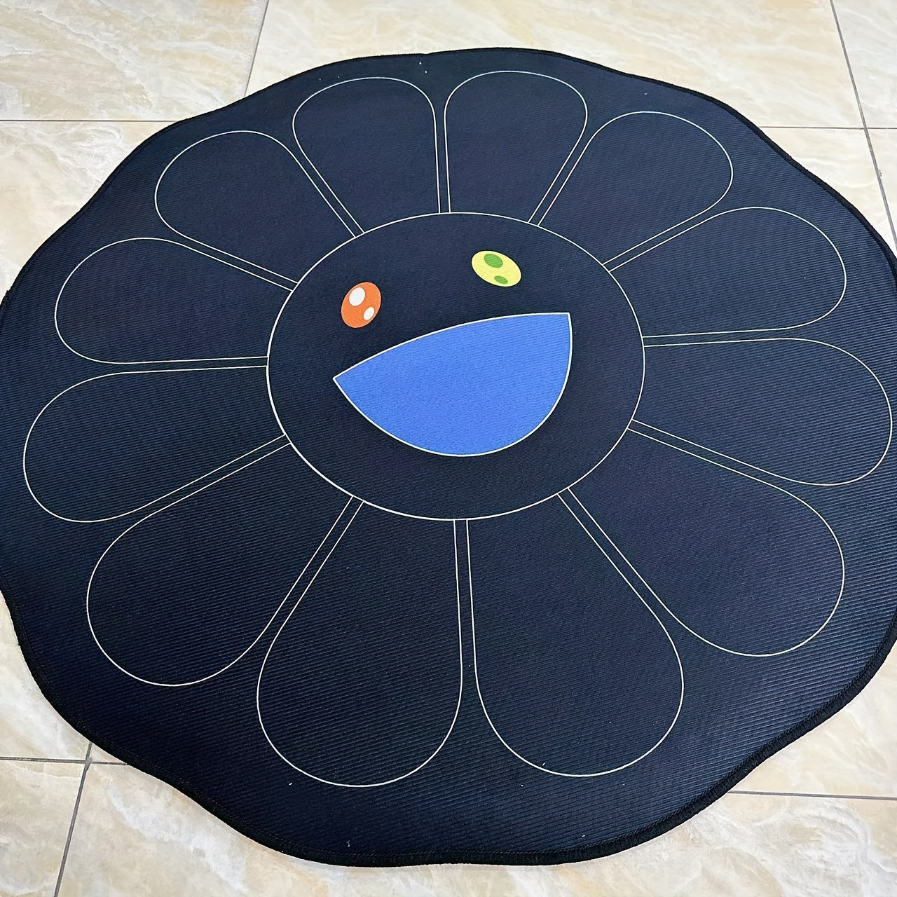 Colorful Sunflower Baby Play Mat Round Crawling Pad for Infants