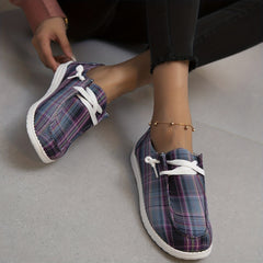 Women's Plaid Canvas Shoes Casual Low Top Sneakers