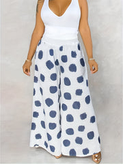  Dot Print Wide Leg Trousers