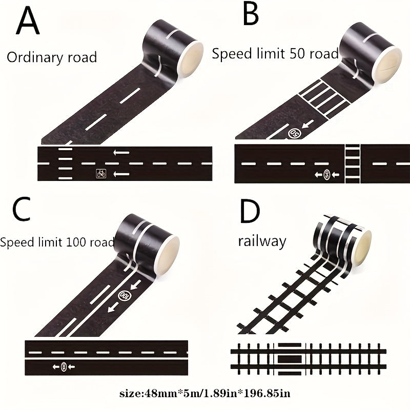 48mmx5M Traffic Railway Train Road Washi Tape DIY Scrapbooking Sticker Label