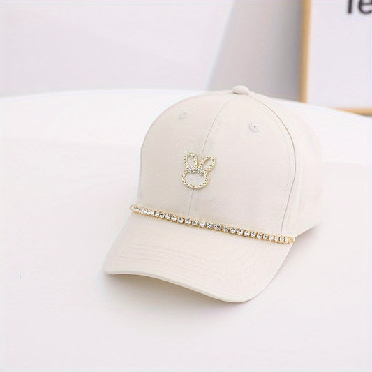 Kids Sunshade Casual Baseball Cap with Artificial Diamond