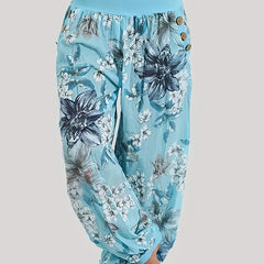 Women's Plus Floral Print Wideband Waist Joggers