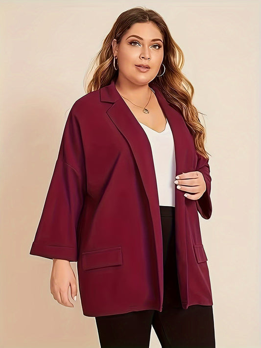 Women's Plus Size Open Front Lapel Collar Blazer
