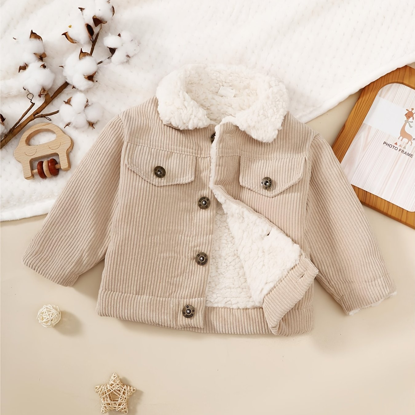 Baby Corduroy Trucker Jacket Toddler Fleece Lined Casual Coat