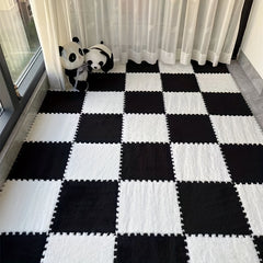 12pcs Plush Puzzle Floor Mat Interlocking Carpet Fluffy Rug