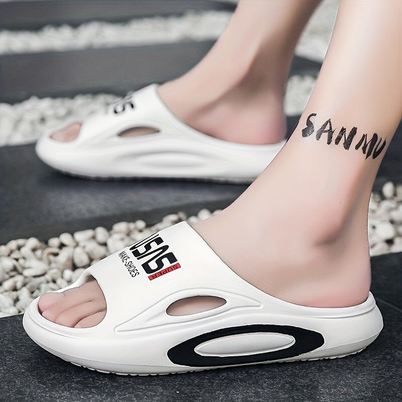 Men's Alphabet Detail Non Slip Platform Slides