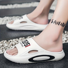 Men's Alphabet Detail Non Slip Platform Slides