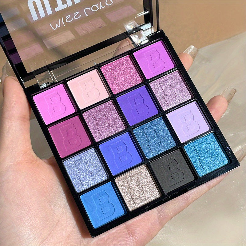 Purple Eyeshadow Palette Glitter Finish Waterproof Cosmetics