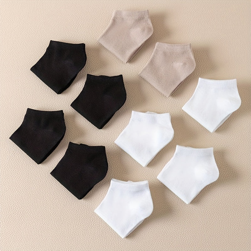 10 Pairs Solid Ankle Socks Comfy & Breathable Women's Stockings