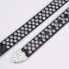 Glam Rhinestone Leather Belt Hip Hop Style