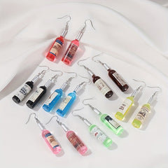 Funny Wine Bottle Hook Earrings for Girls Holiday Gift