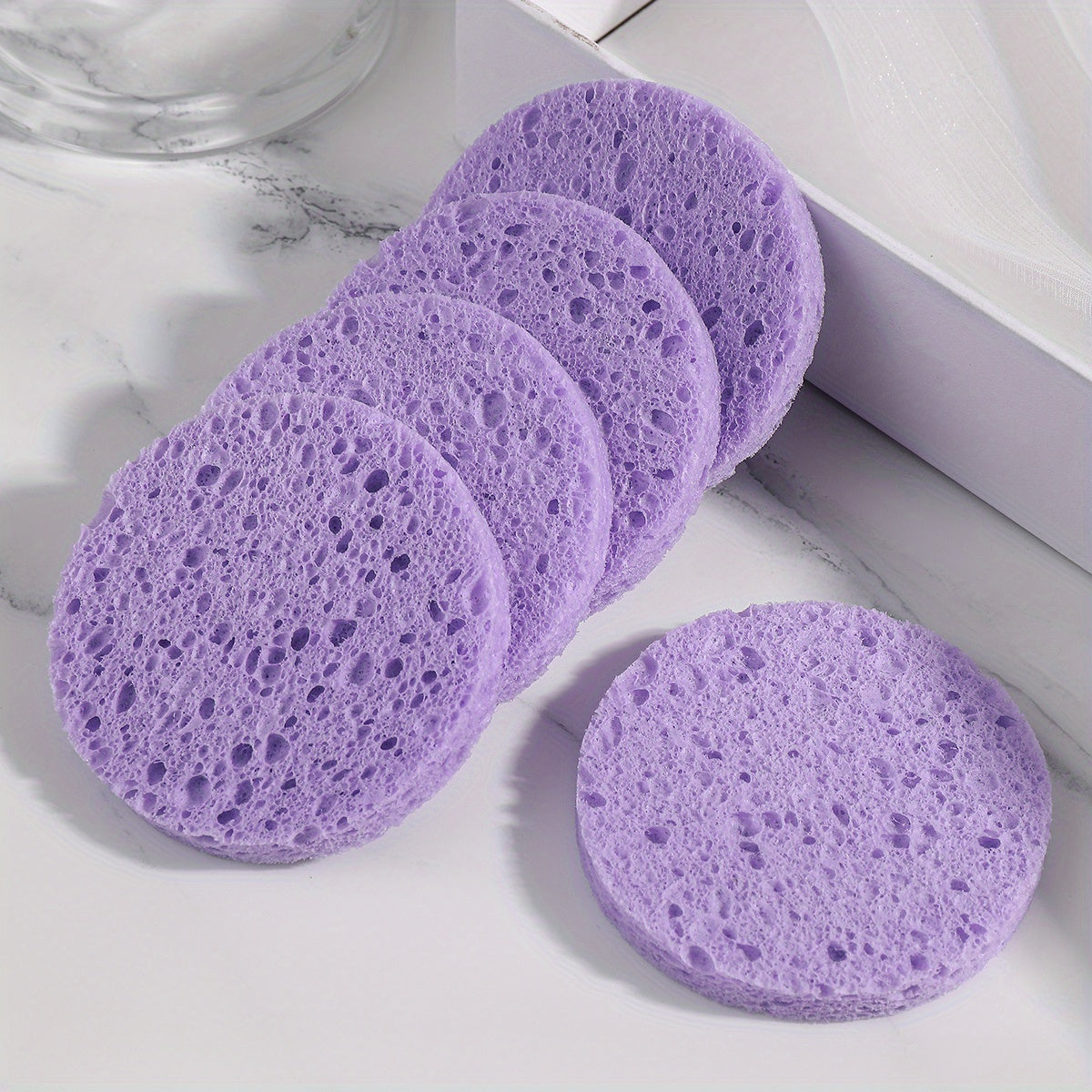 5 Pcs Reusable Face Wash Puff Wood Pulp Facial Sponge Puff