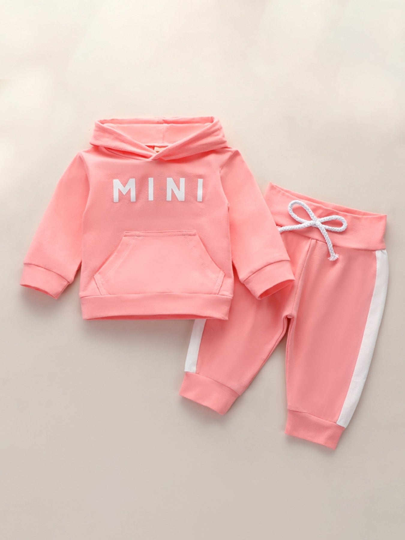 Baby Girl Letter Pattern Hoodie & Laced Pants 2 Piece Outfit
