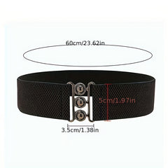Women's Casual Elastic Wide Belt with Metal Buckle