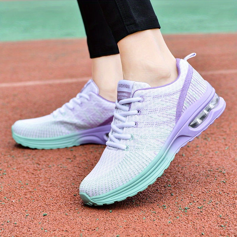 Ombre Lace Up Running Shoes Air Cushion Breathable Sneakers