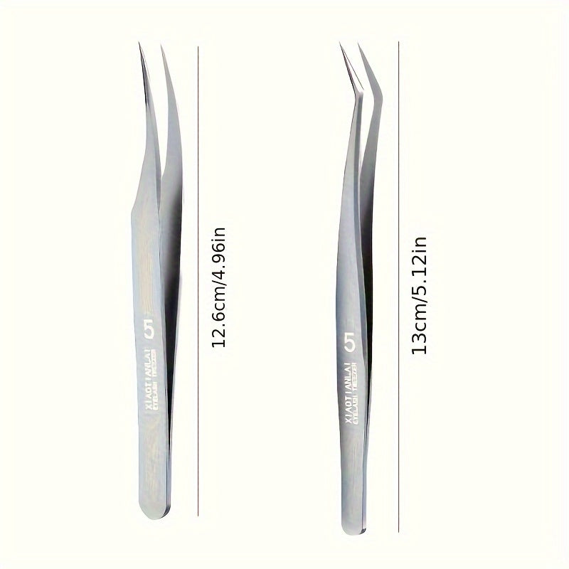 5pcs Eyelash Tweezers Clips Set for Beginners