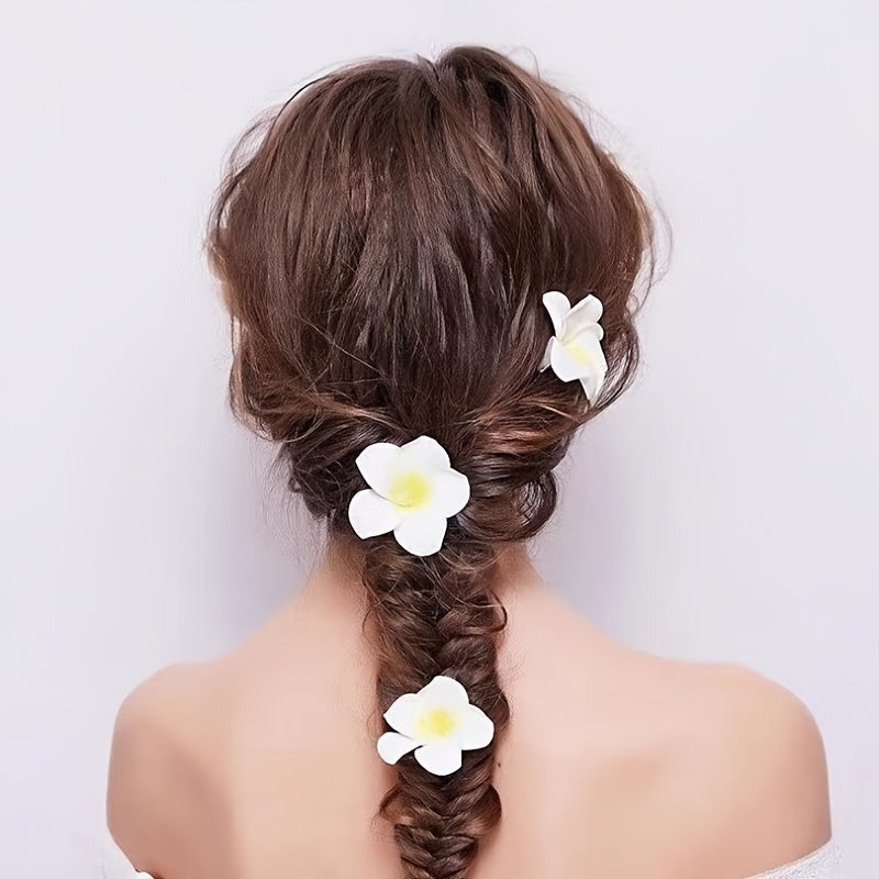 6pcs Simulation Flower Hair Clip for Seaside Bridal Hairclip Decor