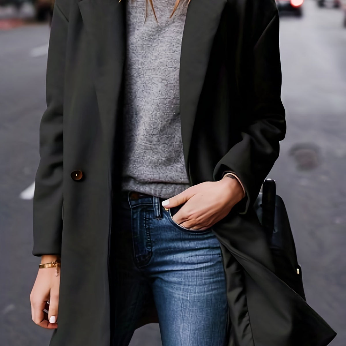 Solid Single Breasted Casual Lapel Blazer Long Sleeve