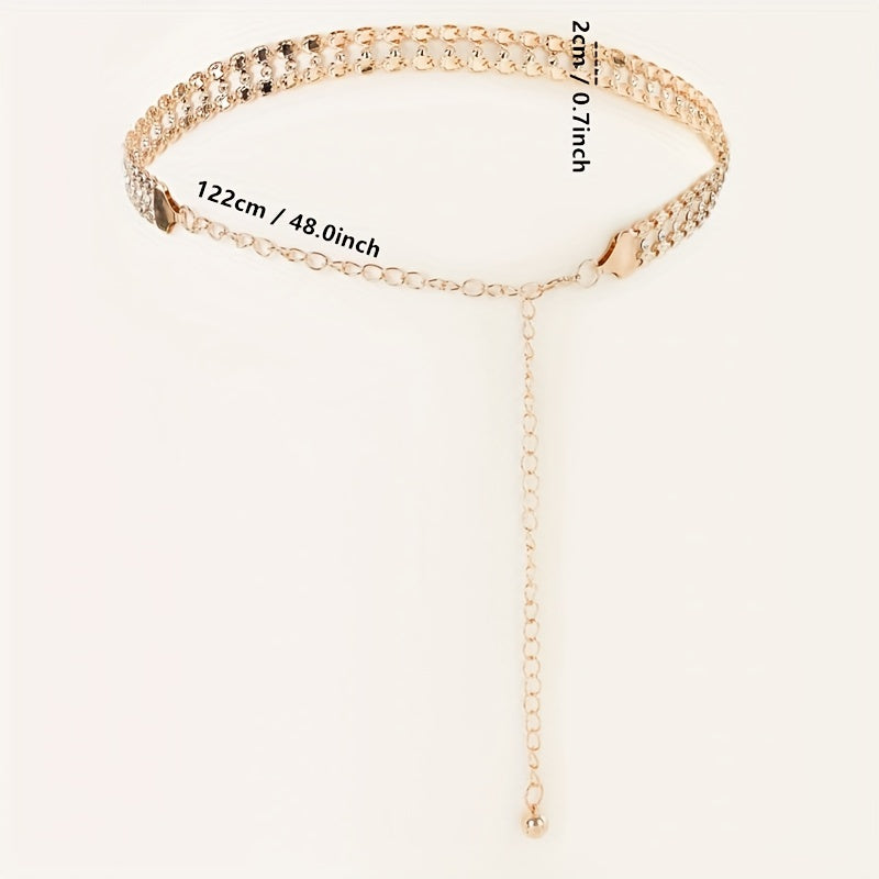 Crystal Decor Double Layer Chain Belt Dress Girdle Women Accessories