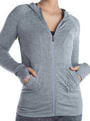 Youth Zipper Sports Coat With Pockets & Hand Cover Kids Sun Protection