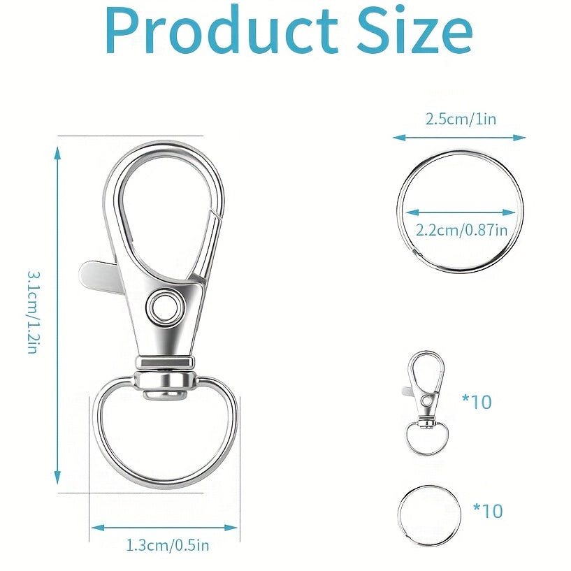 20Pcs Metal Swivel Snap Hook Key Rings for Keychain Making Crafts