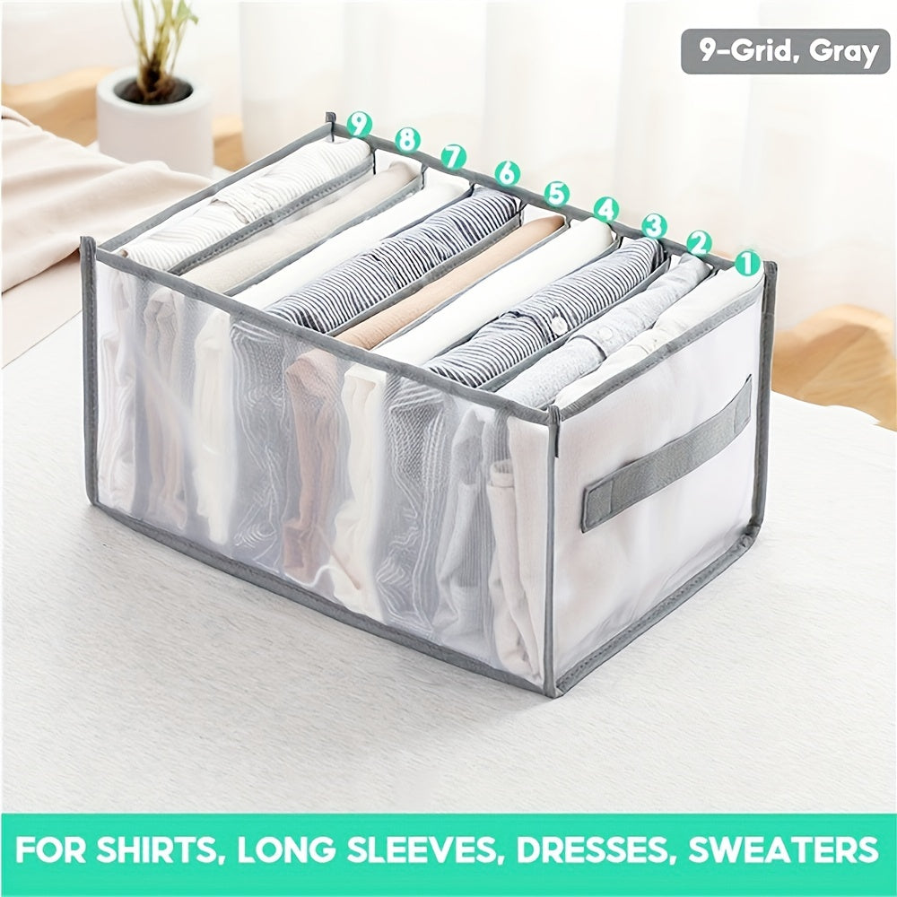 Jeans Closet Shelf Organizer 7 Grid Mesh Foldable Drawer Storage Box