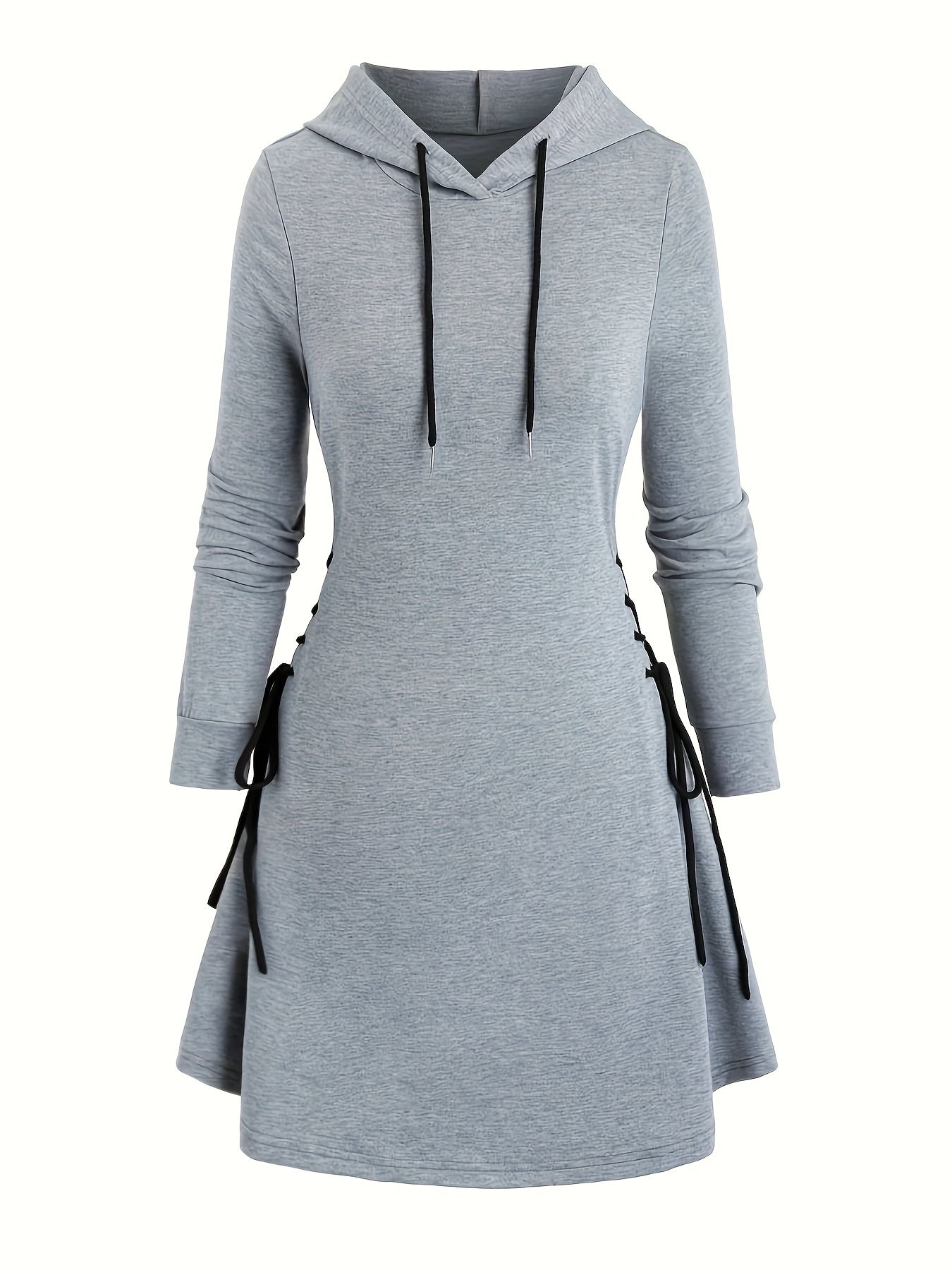  Gothic Hooded Sweatshirt Dress Lace Up