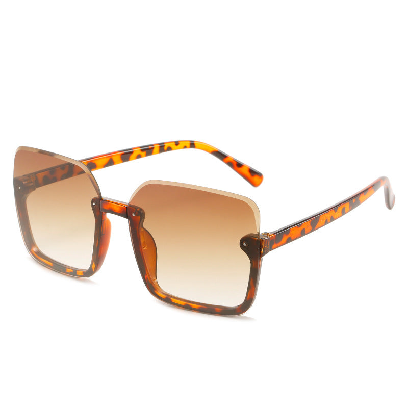 Oversized Semi Rimless Sunglasses UV400