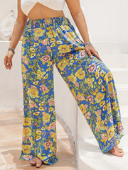 Floral Print High Rise Wide Leg Trousers