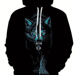 Wolves 3D Print Hoodies for Men Graphic Hoodie with Kangaroo Pocket