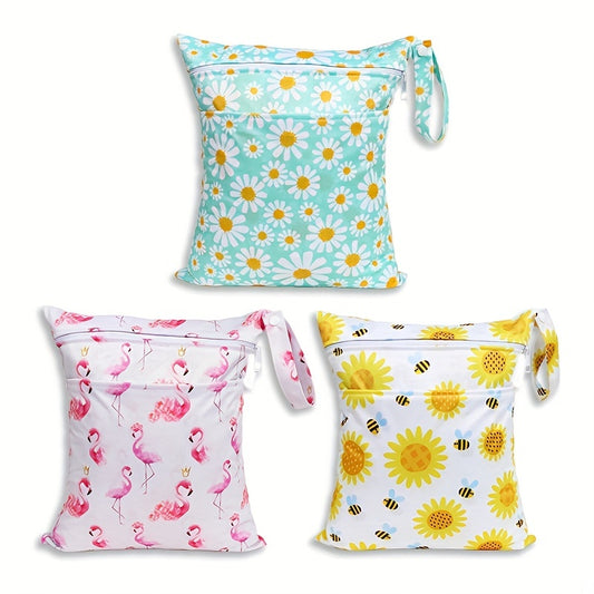 Kids Print Diaper Bag Double Pocket Diaper Storage Bag Wet Bag
