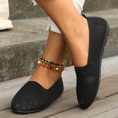 Women's Knitted Flat Shoes Slip On Loafers Casual Flats