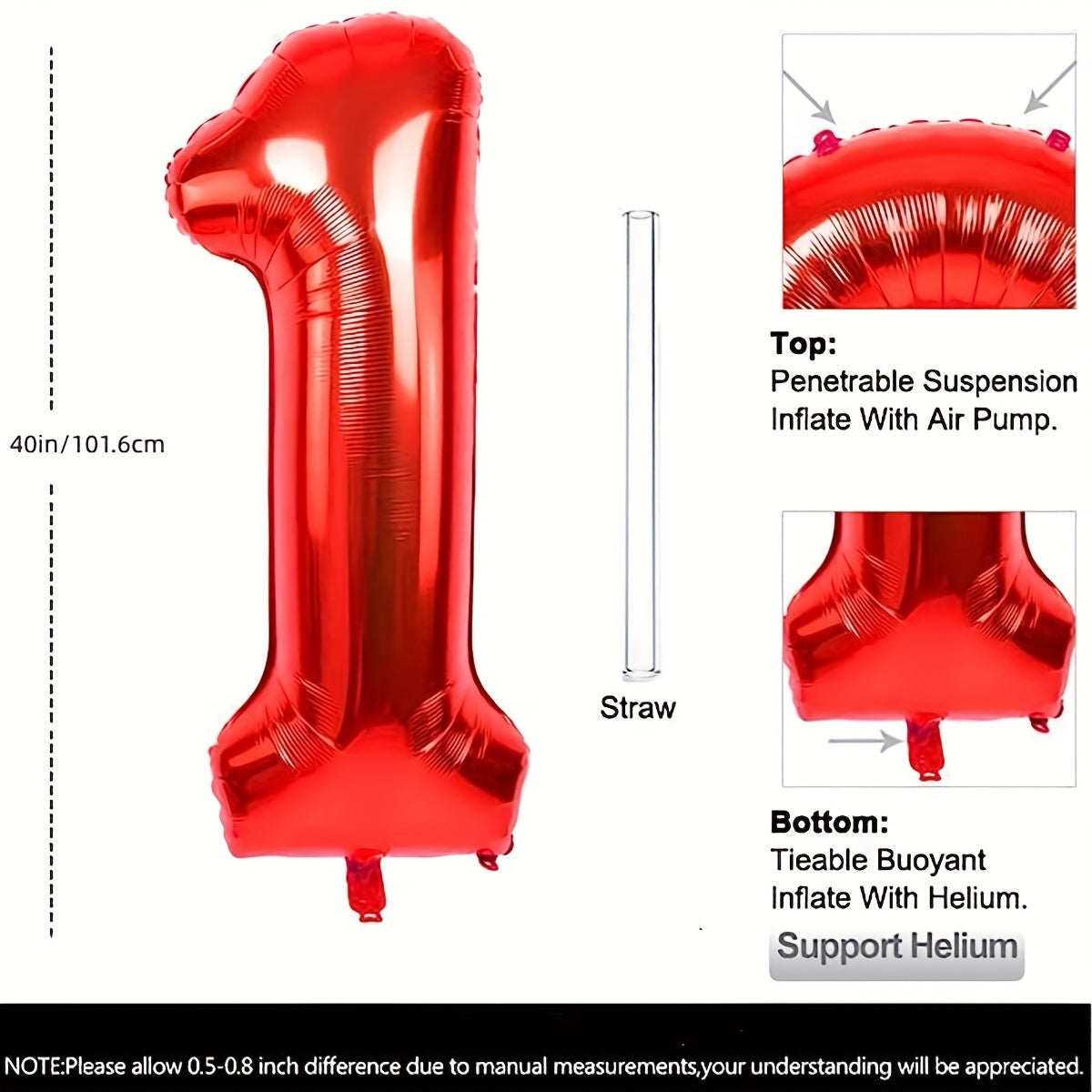 Large Red Number 0-9 Balloons for Birthday Party