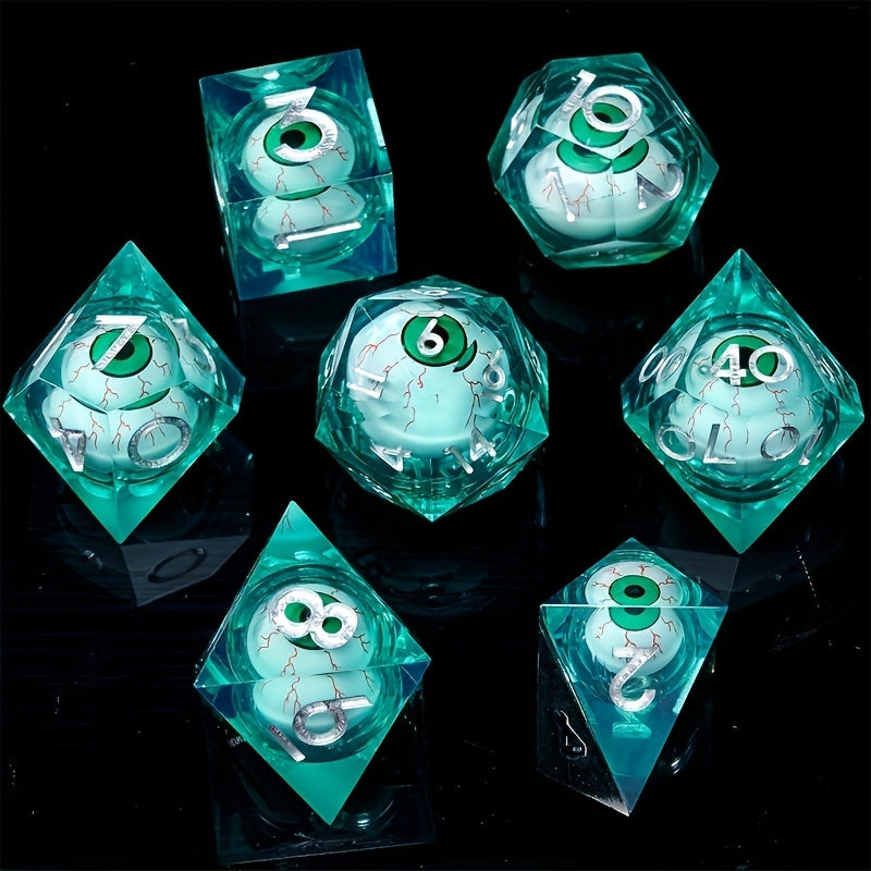 7pcs Moving Eye Resin Dice Set - Halloween Cosplay Collection