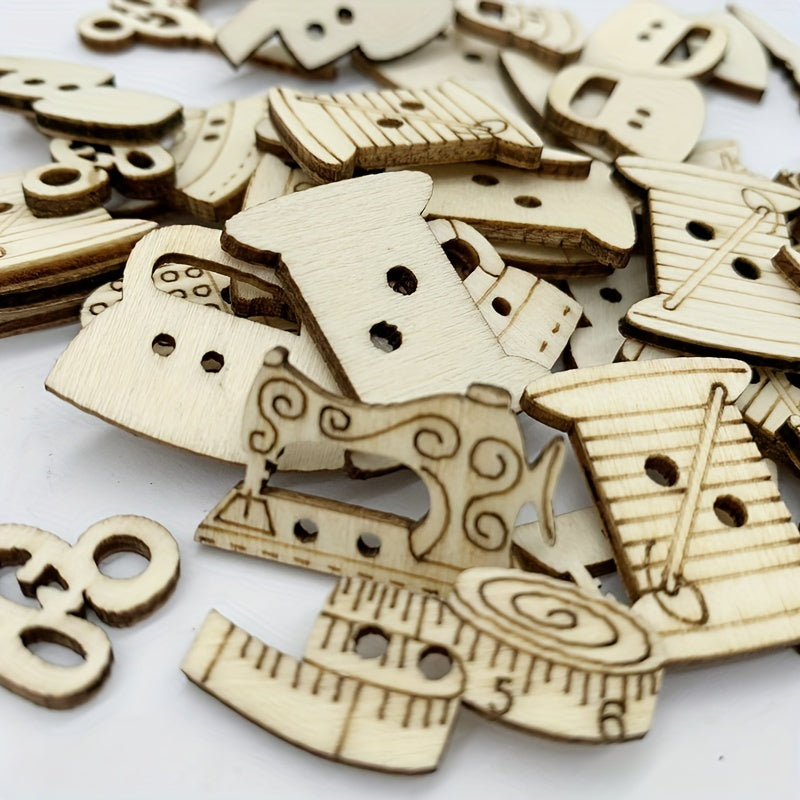 20pcs DIY Wooden Sewing Shapes for Crafting