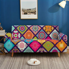 Colorful Bohemian Stretch Sofa Cover with Elastic Band