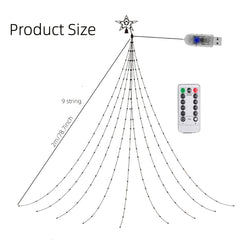 LED Waterfall Christmas Tree Lights 8 Modes Indoor/Outdoor String Lights
