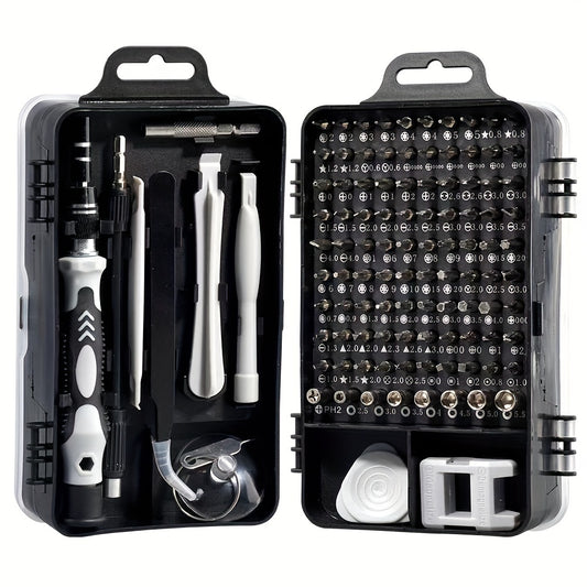 115 in 1 Tool Box Hardware Set with Screwdriver, Magnetizer & Suction Cup