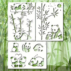3pcs A4 Size Panda Mother Bamboo Stencils Wood Carving Scrapbooki