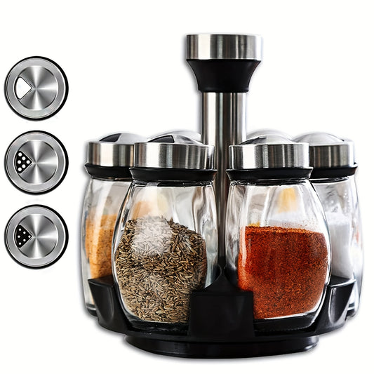 6pcs 12pcs Spice Rack Organizer with Glass Jars